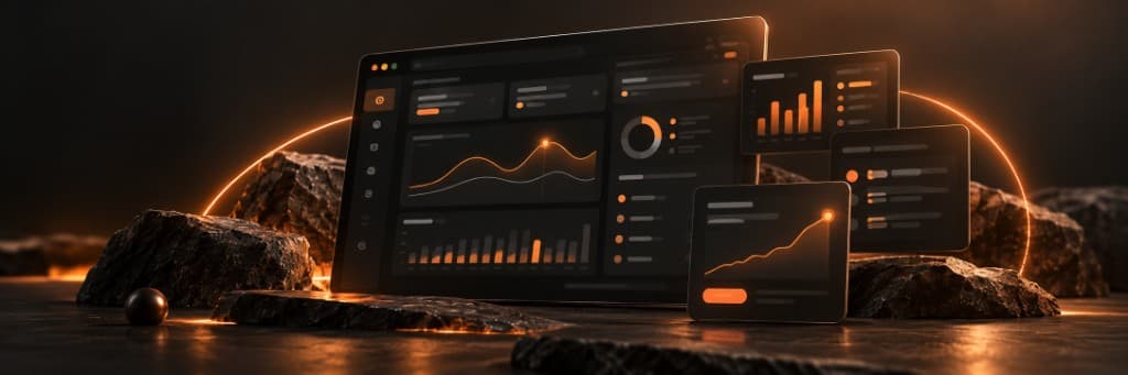 Live analytics dashboard with charts and growth metrics